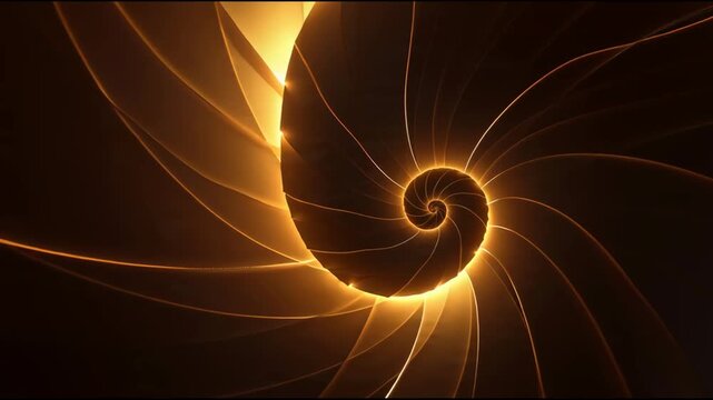 Golden Ratio Spiral Unfolding with Golden Light Effects Motion