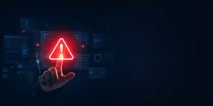 Advanced digital interface displaying critical system warning and urgent security alert