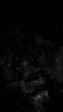 heat smoke effect on portal close effect on black background Loop background with glowing fire particles. Bright Fire flakes rising fast in fiery sky with smoke Abstract graphic animated footage