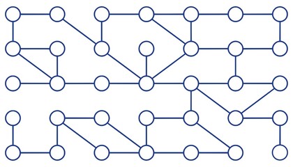 Naklejka premium Minimal network connection icon with simple nodes and links. Clean flat SVG design ideal for technology, data communication, and connectivity concepts.