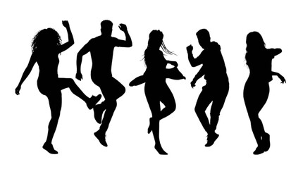 Fototapeta premium Silhouette people dancing together joyfully isolated on transparent background, Vector