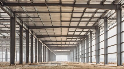 Fototapeta premium girder. Industrial steel structure under construction, architectural elements with clean lines. real-estate listings.