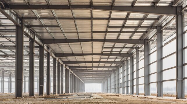 girder. Industrial steel structure under construction, architectural elements with clean lines. real-estate listings.