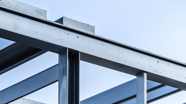 girder. Industrial steel structure under construction, architectural elements with clean lines. real-estate listings.