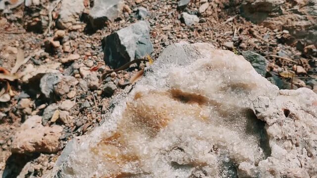 Macro View of Sparkling Natural Druzy Quartz Crystal Mineral Formations