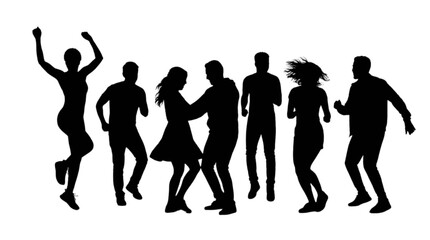 Fototapeta premium Group of people dancing together joyfully isolated on transparent background, Vector