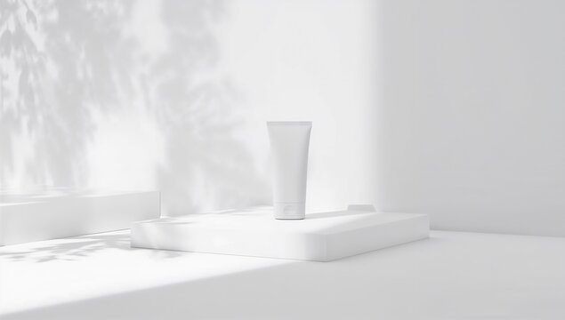 Minimalist White Product Placement Over Soft Light Background