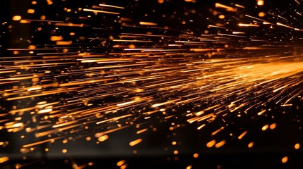 Naklejka premium welding. Dynamic industrial light trails and sparks captured in motion against a dark workshop background. safety posters.
