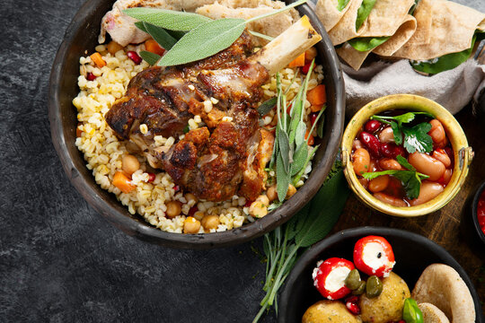 Various of Middle eastern or Arab dishes.