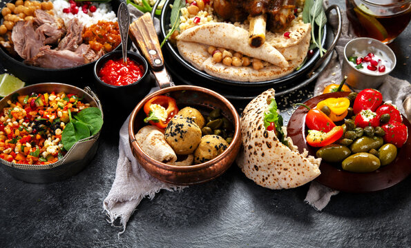 Various of Middle eastern or Arab dishes.