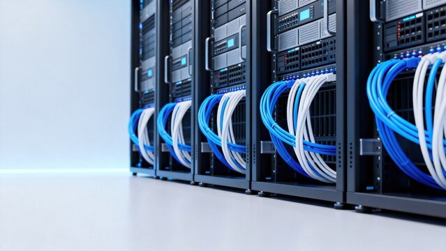 Server racks with network cables
