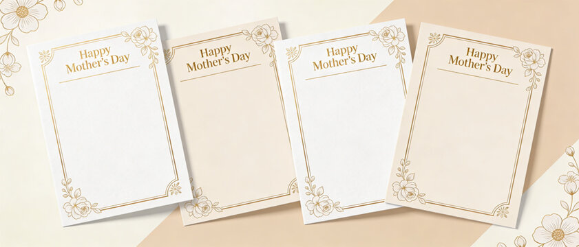 Elegant Mother's Day card templates featuring golden floral designs, perfect for personalized greetings and heartfelt messages for your mom