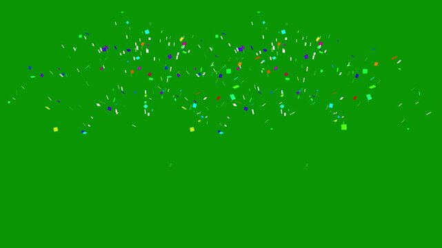Golden metallic sparkles with falling confetti on green screen background featuring realistic 3d rendering and shiny glitter particles for luxury wedding anniversary and festive holiday video. 4k