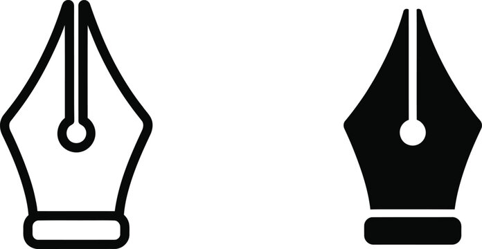 Two fountain pen nib symbols representing professional calligraphy and precision writing tools for editorial creative work