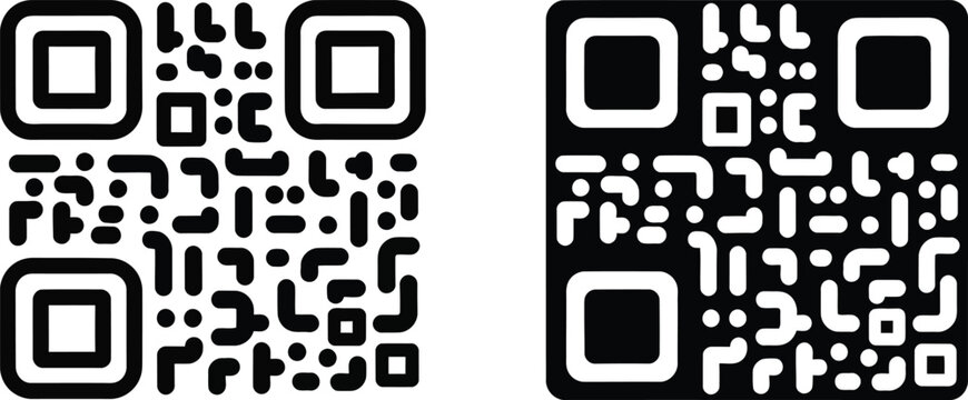 Two modern scanning codes showing different pixel styles for mobile payment and digital data link systems