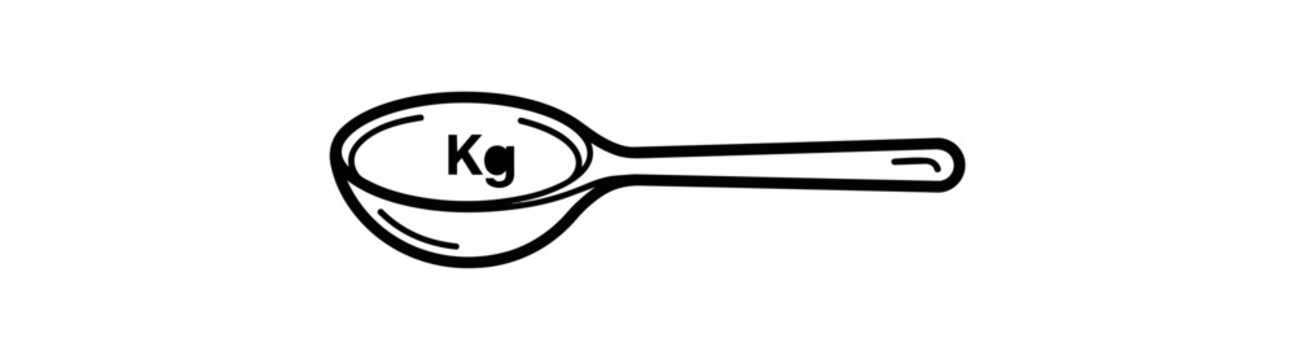 Kilogram measuring spoon icon isolated on black background