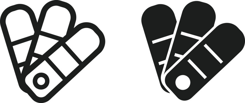 Black and white color palette swatches icons for choosing interior paint shades and professional decor finishes