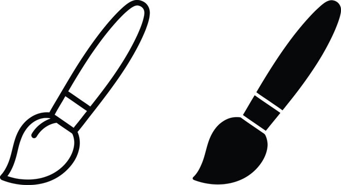 Two black paint brush icons representing painting tools for creative projects and artistic hobby supplies