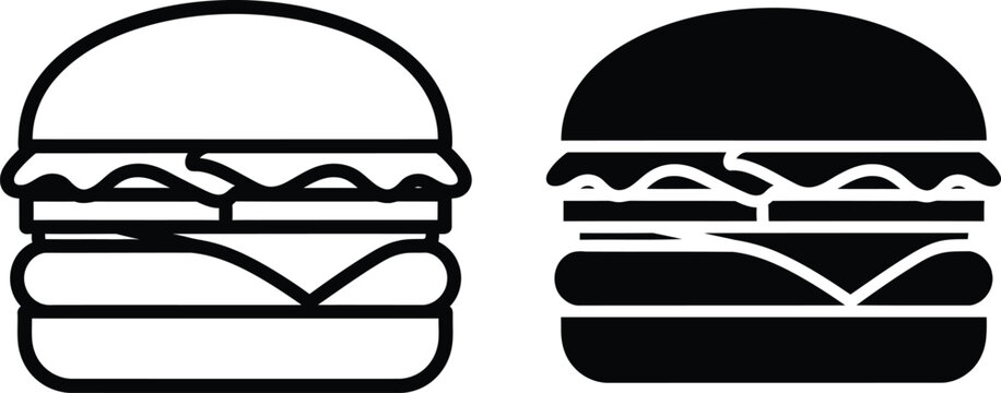 Two variations of hamburger icons featuring a thick outline and a solid black silhouette style
