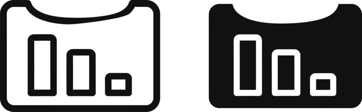 Business bar graph icons showing decreasing performance trends for professional finance and corporate data analysis reporting