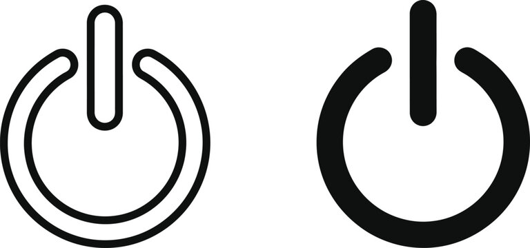 Two power button symbols representing electronic device control and energy activation for modern digital interfaces