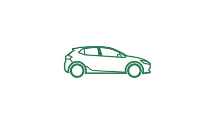 Fototapeta premium Green minimalist line art of a hatchback car profile