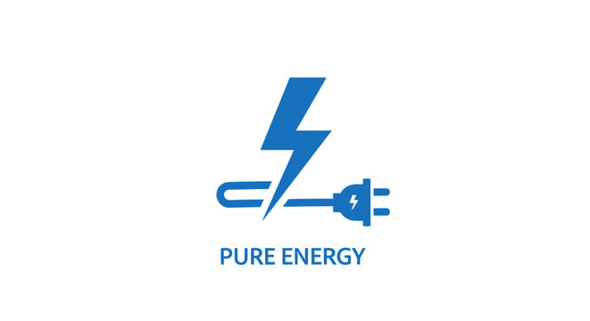 Blue minimalist energy logo with lightning bolt and electric plug