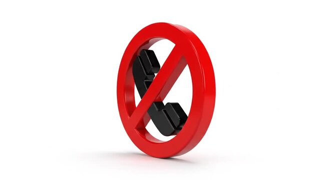 Prohibited phone icon red circle crossed out sign isolated white
