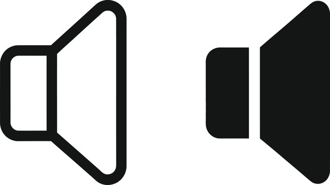 Set of two professional speaker icons representing volume levels for digital audio media interface controls