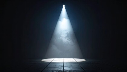 Obraz premium Dramatic spotlight illuminates floor in darkened space with atmospheric effect