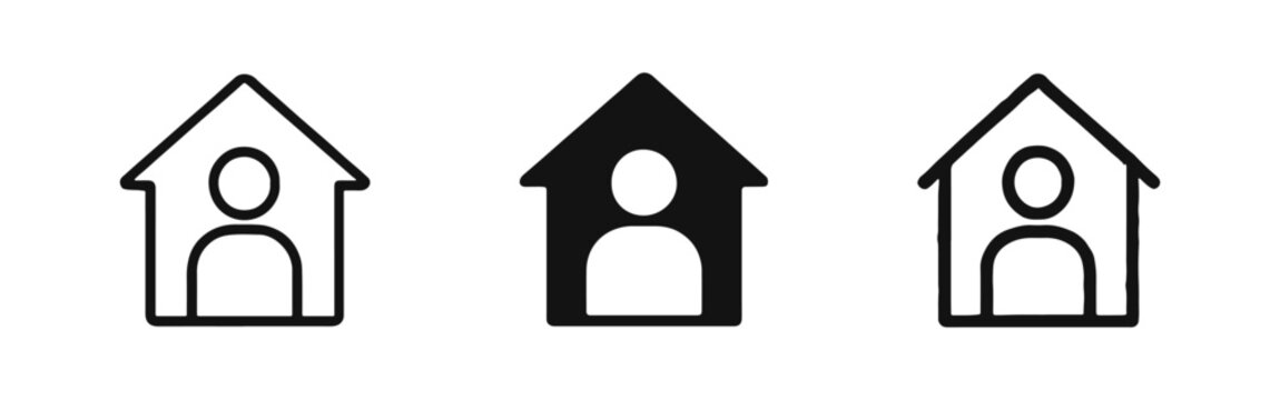 Home owner icon set, resident or tenant symbol, real estate occupancy icons