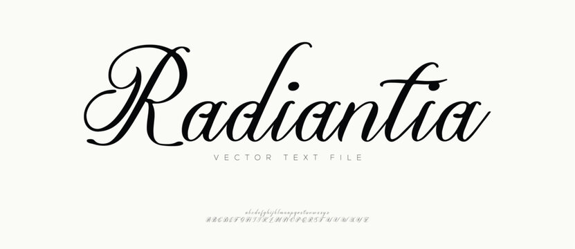 Radiantia, Script Elegant alphabet letters font and number. Classic Modern Serif Lettering Minimal Fashion. Typography decoration fonts for branding, wedding, invitations, logo.
