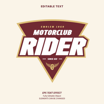 Editable Text Effect Vector of Red Cream college style Rider Motor club community brand emblem or label sticker logo for Printing, packaging, community, craft, brand name