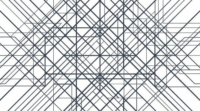 Abstract Geometric Pattern Background featuring Intersecting Lines and Diagonal Grids for Modern Design Projects in Minimalist Style with Monochrome Aesthetic and Precise Vector Structure