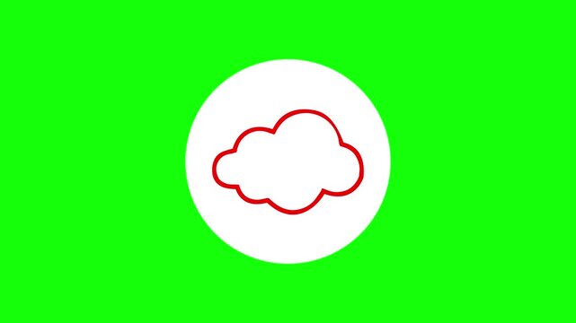 Abstract red cloud shape forming in white circle on green screen background motion.