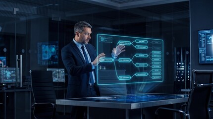 Fototapeta premium businessman working on digital tablet.