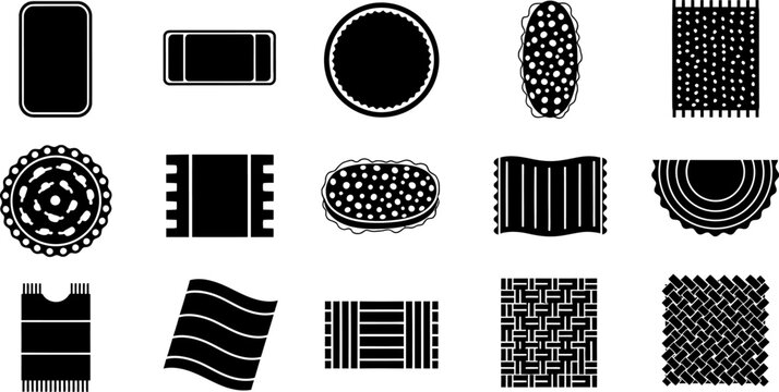 Collection of various rug and mat patterns in flat vector eps style for interior design.