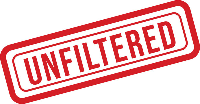 Unfiltered stamp a red rectangular seal with bold white text