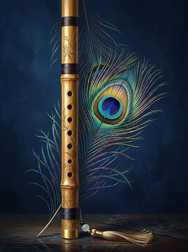 Indian bansuri flute and peacock feather a symphony of culture and beauty