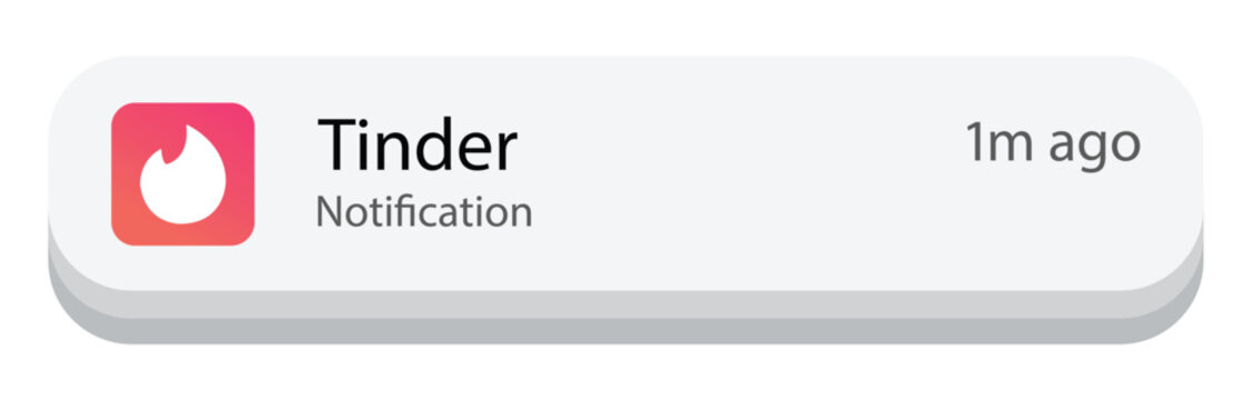 Tinder App Notification Banner on Mobile Screen, Editorial Use Only