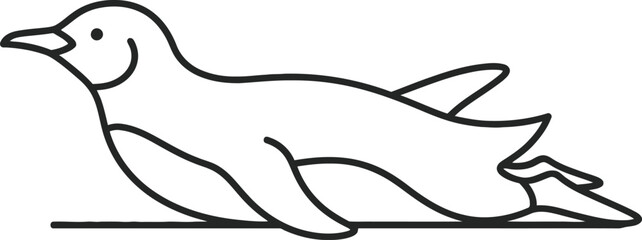 Stylized penguin bird outline isolated on checkered background. © Sadhin