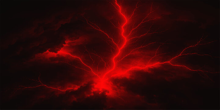 Abstract fiery explosion background set against a dramatic red and orange sunset sky with dark storm cloudscape texture