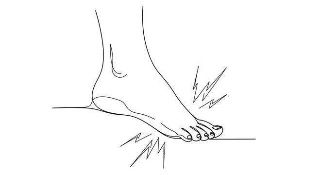 Foot Pain Line Art Illustration: Toe Ache, Discomfort, Injury Concept