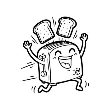 Happy Toaster Character with Toast