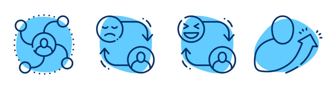 User interaction icons showing feedback and user flow