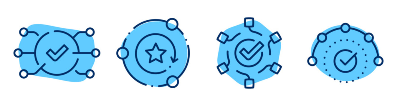 Verification network icons showing approval and status in nodes