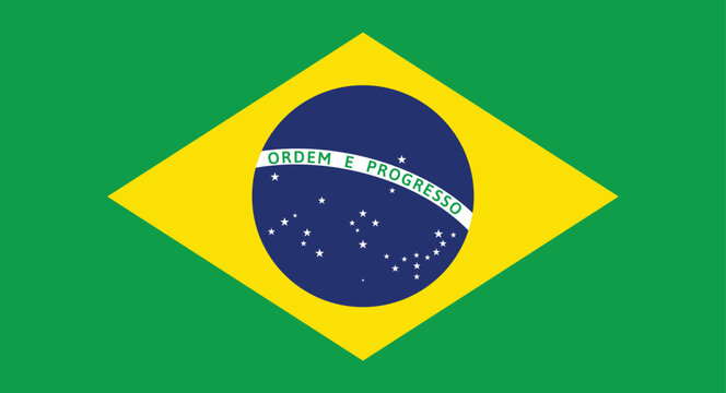 Brazil Flag Official National Banner Brazilian Country Symbol Flat Vector Illustration