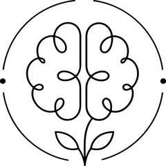 Naklejka premium Continuous line drawing Brain, Mind, Symbol, Icon, Line Art, Vector Illustration