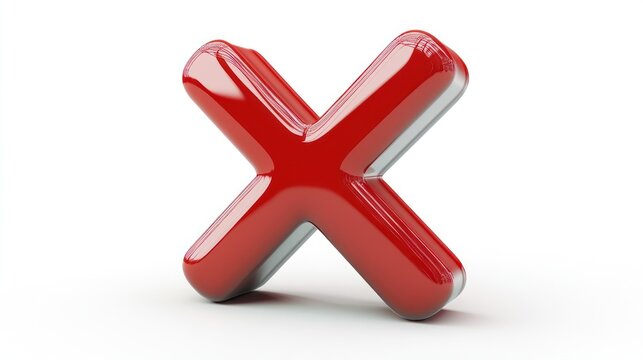 3D Red Reject Symbol Against White Background