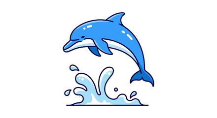 Blue dolphin jumping out water. © yaraa